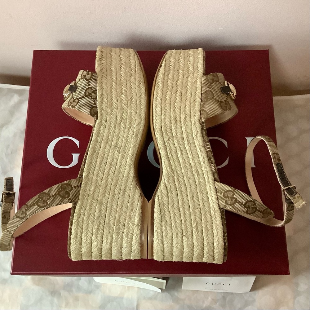 BNIB Gucci Women's Horsebit Espadrille Platform Sandal sz.36 - Picture 10 of 12